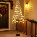 LED-valguspuu 150 cm valguspuu 1000 sooja valge tulega LED-puu sisevalgusti oksad betoonist alusega