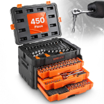 Mechanics t&ouml;&ouml;riistakomplekt ja pistikupesade komplekt, 12,7 mm, 450 tk