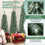 3 kunstkuuse komplekt 120 + 150 + 180 cm pliiatsikujulised j&otilde;ulupuud 216 + 302 + 505 oksa 100 + 120 + 180 LED-tuld