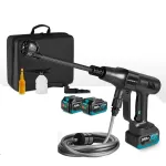 Harjadeta survepesur, 3500 W, 200 bar, must, 2 akut ja laadija, 22 L &auml;mbriga