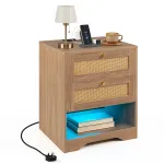 &Ouml;&ouml;kapp LED-tulede ja laadimisjaamaga, abilaud Ratten avatud sahtliga, 50 x 40 x 60 cm