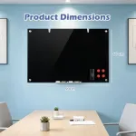 91 cm x 61 cm magnetiline klaasist raamita valge tahvel kontorisse - must