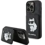 Kaitse&uuml;mbris iPhone 15 Pro &ndash; Karl Lagerfeld Saffiano Cardslots and Stand Monogram Choupette, must