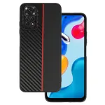 Kaitse&uuml;mbris Xiaomi Redmi Note 11 Pro / Note 11 Pro 5G &ndash; Tel Protect Carbon, must punase triibuga