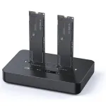 Gembird DD2-U3M2 kettadokk kahele M.2 SSD-le, NVMe ja SATA, USB-C, kloonimine
