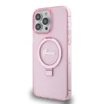 Guess IML Ring Stand Glitter MagSafe telefoni&uuml;mbris iPhone 15 Pro Max, roosa