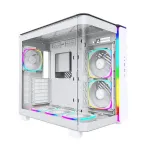Montech King 95 Pro arvutikorpus, ATX, kahe kambriga, 6 ARGB-ventilaatorit, valge