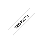 Brother TZe-FX231 Flexible ID kleebislint 12 mm &times; 8 m, must valgel