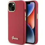 Guess GUHCP15SSMBSLM Script Metal Logo & Frame telefoni&uuml;mbris iPhone 15, roosa
