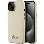 Guess GUHCP15SPGMCSD Glitter Glossy Script telefoni&uuml;mbris iPhone 15, kuldne