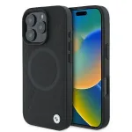 BMW Sign Leather Half Textured And Circle MagSafe telefoni&uuml;mbris iPhone 16 Pro, must