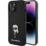 Karl Lagerfeld Fixed Glitter Ikonik Logo Metal Pin telefoni&uuml;mbris iPhone 15, must