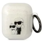 Karl Lagerfeld 3D Logo NFT Karl and Choupette TPU-&uuml;mbris AirPods 1&ndash;2, valge