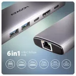 AXAGON HMC-6G2L USB-C jagaja 6-in-1 10 Gbit/s, HDMI 4K60, RJ-45, 100 W PD