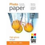 ColorWay High Glossy fotopaber A4, 200 g/m&sup2;, 100 lehte, l&auml;ikiv