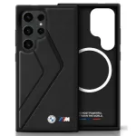 BMW Leather Oversized Stripes MagSafe telefoni&uuml;mbris Samsung Galaxy S25 Ultra, must
