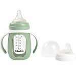 BEABA 2IN1 KLAASIST HARJUTUSPUDEL-JOOGIPUDEL, 210 ML, SAGE GREEN, SILIKOON&Uuml;MBRISES