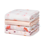 MOMCOZY MUSLIINPUUVILLAST M&Auml;HKMED BEEBILE, 4 TK, 120 &times; 120 CM, HEART FLOWER