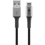 Goobay 49296 tekstila USB-C uz USB-A vads ar metāla spraudņiem, 1 m, kosmosa pelēks/sudraba