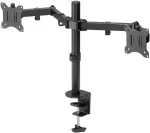 Goobay Monitora Divu Displeju Kron&scaron;teins Dual Flex 17-32 collu Ekrāniem - Galda Stiprinājums VESA 75 un 100mm - Rotācija, Pagrie&scaron;ana un Slīpē&scaron;ana - Augstuma Regulē&scaron;ana - Maksimālā Slodze