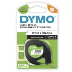 DYMO LetraTag papīra etiķetes | Oriģinālas | 12 mm x 4 m ruļlis | Melns uz balta | Pa&scaron;līmējo&scaron;as daudzfunkcionālas etiķetes LetraTag marķieriem | Ražots Eiropā