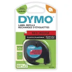 DYMO LetraTag plastmasa etiķetes | 12 mm x 4 m | Melns uz sarkana | S0721630