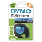 DYMO LetraTag plastmasas lentes ruļļi | 12 mm x 4 m | Melns uz zila | Izturīgas pa&scaron;līmējo&scaron;as etiķetes LetraTag marķētājiem