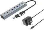 No name CONCEPTRONIC 7-Port Hub USB-A3.0/-C Adap.->4xA3.0+m.Netz. gr