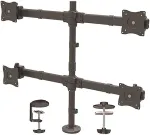 Startech .COM Quad Monitor Mount - Articulating - Clamp or Grommet Mount - Monitors up to 24in - VESA Mount - 4 Monitor Setup