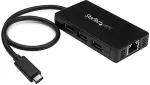 V&otilde;rgukaart Startech .com 3 Port USB3.0 Hub with USB-C and GbE - USB Type-C - USB C Hub - Hub - 3 x SuperSpeed USB3.0 + 1 x 10/100/1000 - Desktop (HB30C3A1GE)