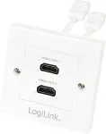 Logilink HDMI Adapter, wall socket, 2-port, white