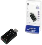 Helikaart Logilink USB 2.0 Audio-Adapter, USB-A/M zu 2x 3,5 mm/F, Virtual 7.1 Soundeffekt, schwarz