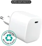 EStuff INFINITE Netzteil GaN, 100 % recycelter Kunststoff 45 Watt 3 A Apple Fast Charge, PD 3,0, QC 3.0 (24 pin USBC) wei (ES637045)