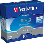 Toorikud VERBATIM 1x5 BD-R Blu-Ray 25GB 6x Speed Datalife No-ID Jewel