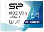 M&auml;lukaart Silicon Power microSDXC 64GB Superior Pro V30 + adapter