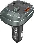 VENTION 3-Port USB (C + A + A) Car Charger with FM Transmitter (30W/18W/5W) Black ABS Type