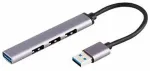 S-Impuls USB-A Hub, 3.0, 4-fach USB-A, ALU, slim, 0,12m