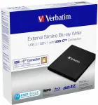 VERBATIM External slimline, Blu-ray burner&nbsp;(black, USB 3.1 Gen 1 (type-C))