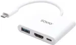 Savio AK-48 USB Typ C - HDMI, USB 3.0, PD, USB Type-C White - Hub - USB 3.0 interface cards/adapter