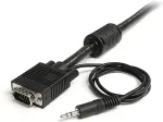 StarTech.com Monitor-VGA-Koaxial-Videokabel mit Audio f&uuml;r hohe Aufl&ouml;sung - HD15 Stecker/Stecker - VGA- / Audiokabel - HD-15, Mini-Phone Stereo 3,5 mm (M) - HD-15, Mini-Phone Stereo 3,5 mm (M) - 2,0m - geformt, Fl&uuml;gelschrauben - Schwarz (MXTHQMM2MA)