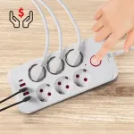 Maclean Power strip MCE391 W 6 sockets 4xUSB 110-240V AC 50/60Hz, 2.1A max 2500W, white