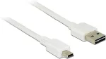 DELOCK Easy - USB-Kabel - USB (M) umkehrbar bis mini-USB Typ B (M) - USB2.0 - 3,0m - wei&szlig; (85161)