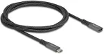 DeLOCK USB 10 Gbps Verl&auml;ngerungskabel USB Type-C&trade; Stecker zu Buchse PD 3.0 100 W 1 m grau Metall