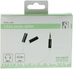 DELTACO Adapter 3.5mm M - 2x3.5mm F,0.1m,valge painduv / AUD-206