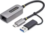 V&otilde;rgukaart StarTech USB-C TO ETHERNET ADAPTER WITH USB-A DONGLE 6IN/15CM CABLE