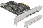 V&otilde;rgukaart DeLOCK PCI Express x4 card for 4 x USB Type-C + 1 x USB Type-A - SuperSpeed ??USB 10 Gbps - low profile form factor, USB controller 90059