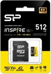 M&auml;lukaart Silicon Power MicroSDXC Inspire 512GB UHS-I U3 A2 V30 4K TLC
