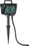 Brennenstuhl garden socket with ground spike, 4-way (black, 1.4 meters)