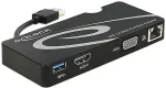 DELOCK Adapter - USB3.0 - HDMI/VGA + Gigabit LAN + USB3.0 - 1 x USB3.0 Typ A (M) - 1 x HDMI, 19 Pin (W) - 1 x VGA, 15 Pin (W) - 1 x RJ45 (W) - 1 x USB3.0 Typ A (W) (62461)