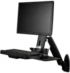 Startech .com Wandmontage Sitz-/ Steh Workstation - 1 Monitor bis zu 24 - VESA - H&ouml;henverstellbarer Ergonomischer Schreibtisch - Befestigungskit (Wandplatte, Spalte, Tastatur-Tablett, Monitorarm) f&uuml;r Monitor - Kunststoff, Aluminium, Stahl - Schwarz - ...